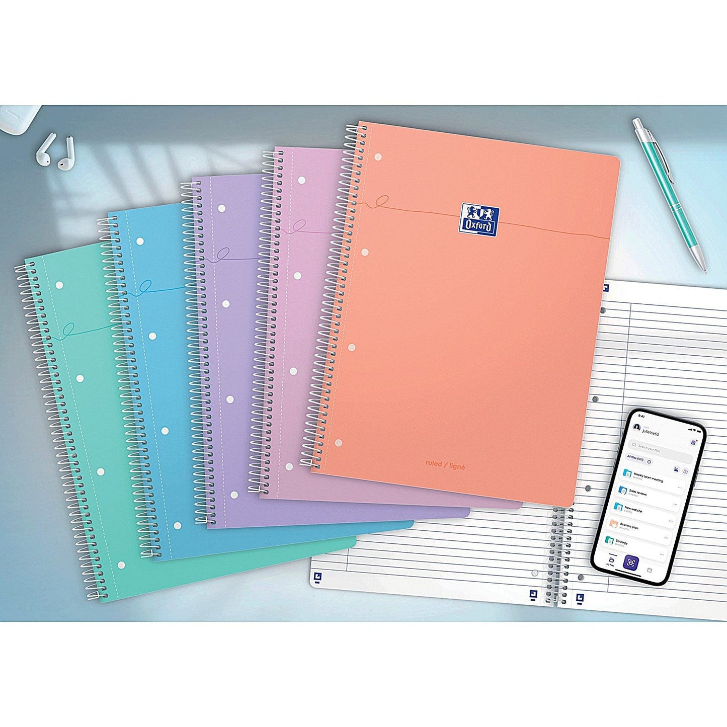 Oxford Smart Pastel Notebook, A4+, Ruled, 160 Pages, Assorted, Pack of 5 Easy2Order : JD23123