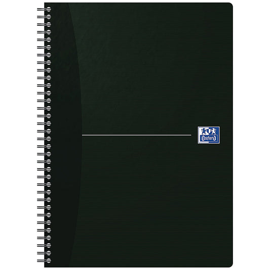 Oxford Office Soft Cover Wirebound Notebook, A4, Ruled, 180 Pages, Black, Pack of 5