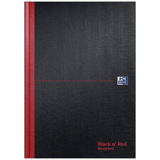 Black n' Red Hardback Casebound Recycled Notebook, A4, Ruled, 192 Pages, Pack of 2