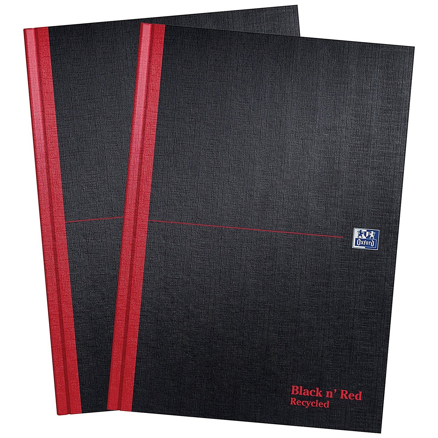 Black n' Red Hardback Casebound Recycled Notebook, A4, Ruled, 192 Pages, Pack of 2