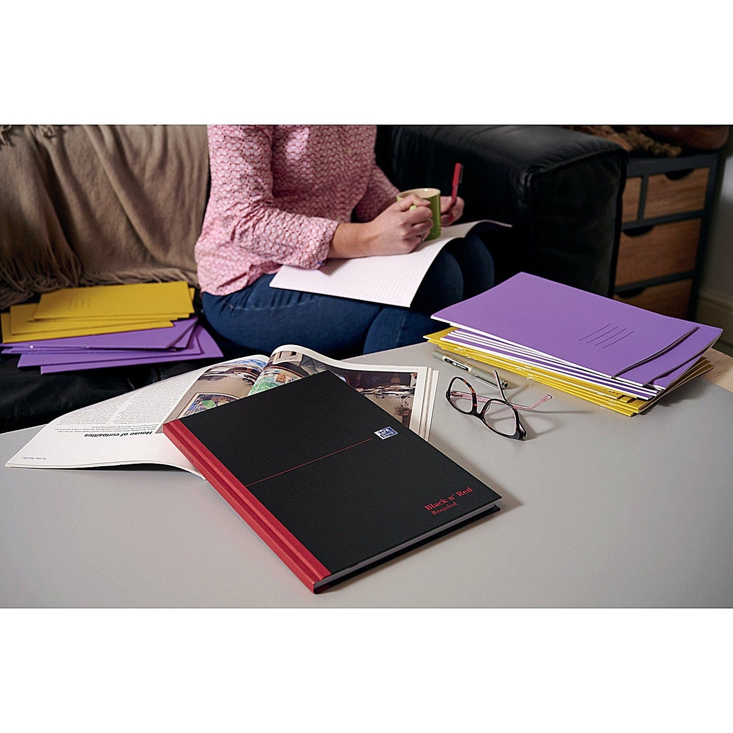 Black n' Red Hardback Casebound Recycled Notebook, A4, Ruled, 192 Pages, Pack of 2 Easy2Order : JD67019