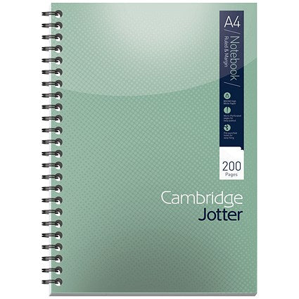 Cambridge Jotter Wirebound Notebook, A4, Ruled with Margin, 200 Pages, Pack of 3