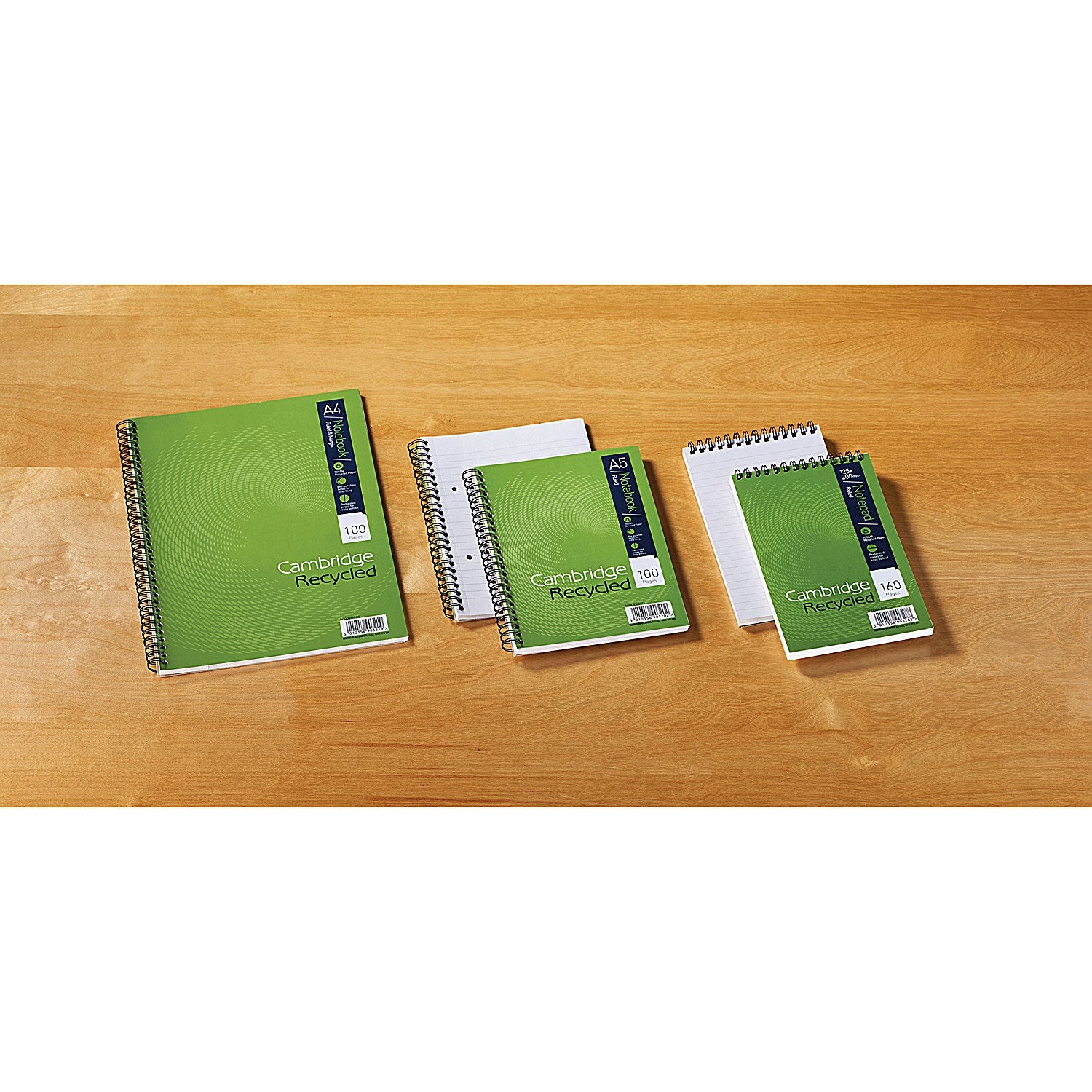 Cambridge Notebook Recycled Wirebound Notebook, A4, Ruled with Margin, 200 Pages, Pack of 3