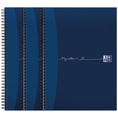 Oxford My Notes Wirebound Notebook, A4, Ruled with Margin, 200 Pages, Blue, Pack of 3