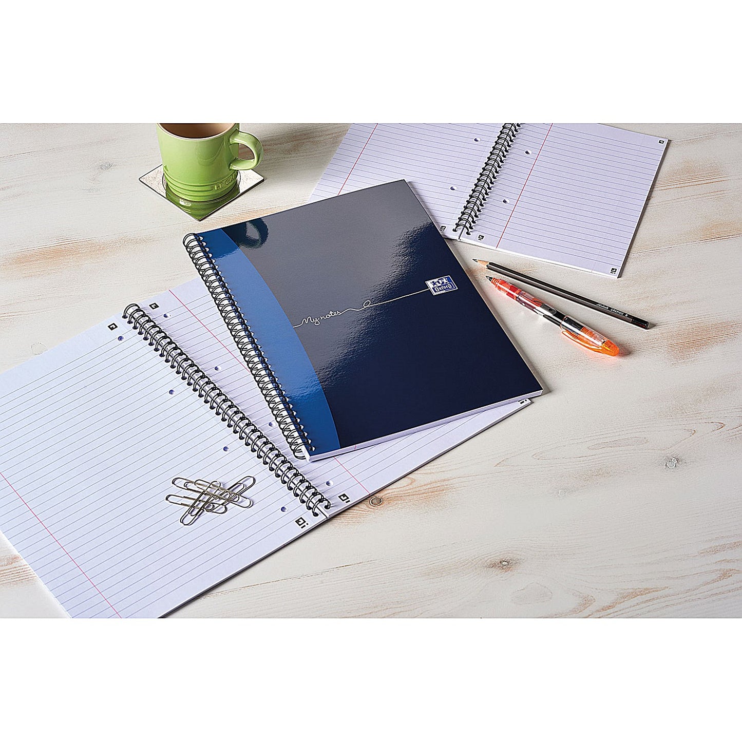 Oxford My Notes Wirebound Notebook, A4, Ruled with Margin, 200 Pages, Blue, Pack of 3