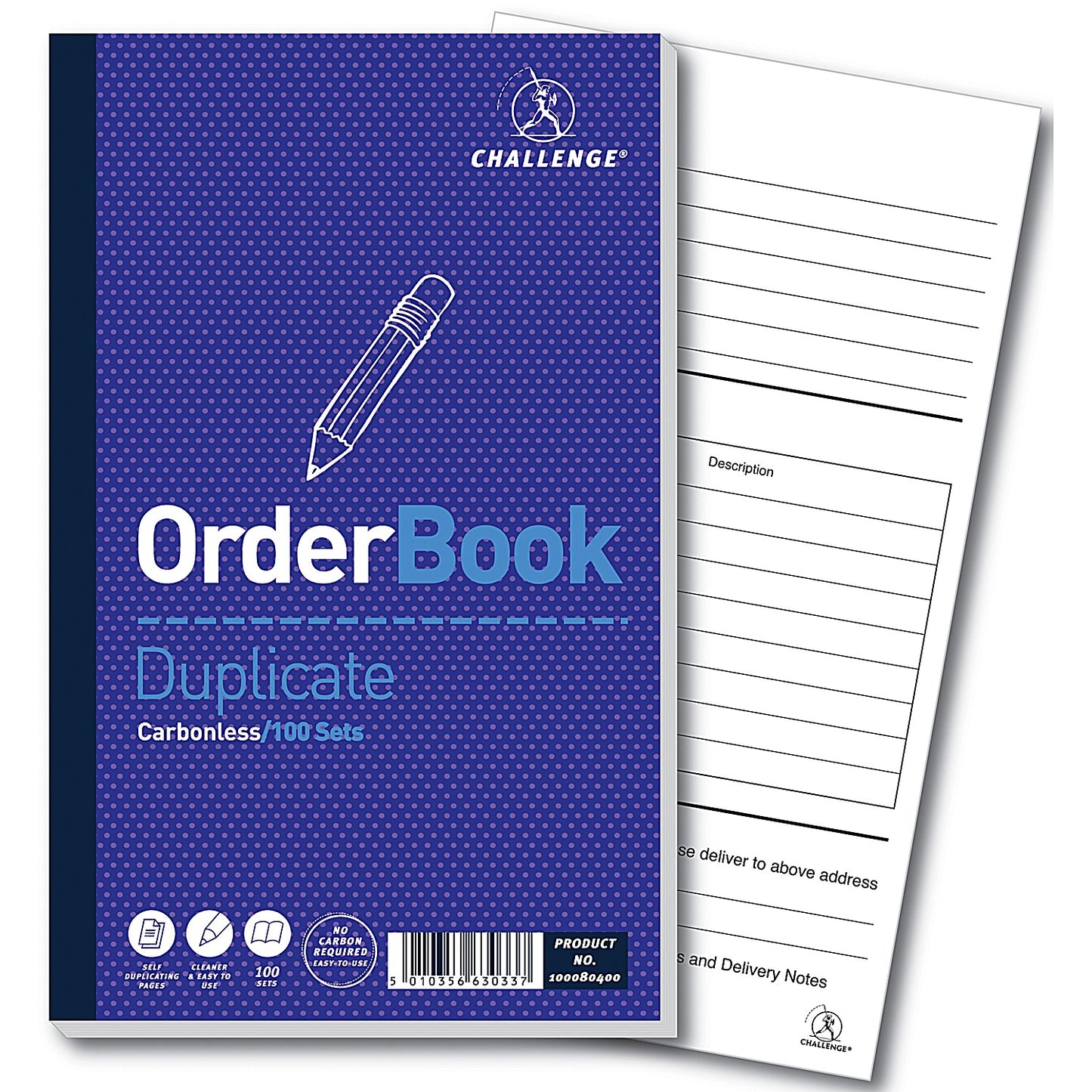 Challenge Carbonless Order Duplicate Book, 100 Sets, 210x130mm, Pack of 5