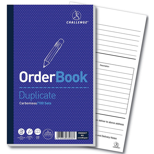 Challenge Carbonless Order Duplicate Book, 100 Sets, 210x130mm, Pack of 5