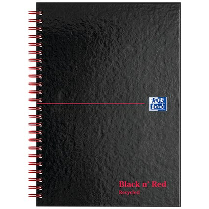 Black n' Red Recycled Wirebound Notebook, A5, Ruled & Perforated, 140 Pages, Pack of 5