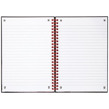 Black n' Red Recycled Wirebound Notebook, A5, Ruled & Perforated, 140 Pages, Pack of 5