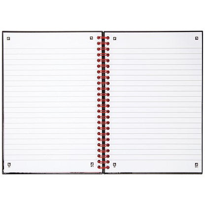 Black n' Red Recycled Wirebound Notebook, A5, Ruled & Perforated, 140 Pages, Pack of 5