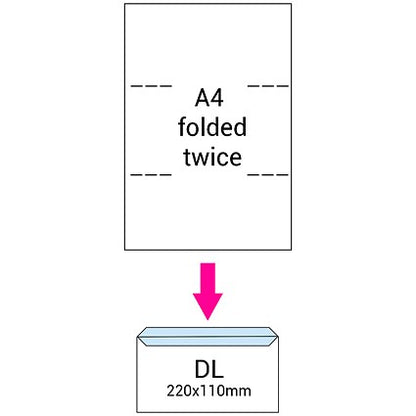 Plus Fabric DL Envelopes with Window, White, Peel and Seal, 120gsm, Pack of 500