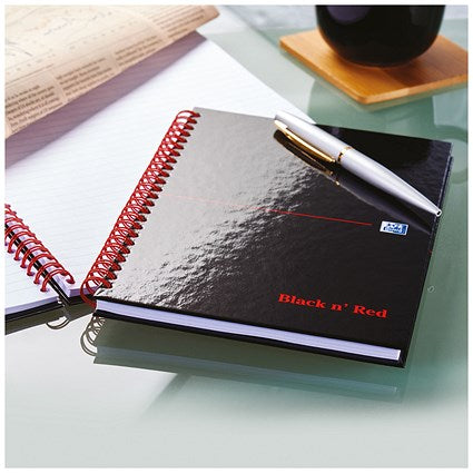 Black n' Red Wirebound Notebook, A4, Ruled, 140 Pages, Pack of 5