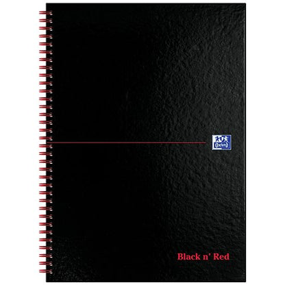 Black n' Red Glossy Black Wirebound Notebook, A4, Ruled & Perforated, 140 Pages, Pack of 5