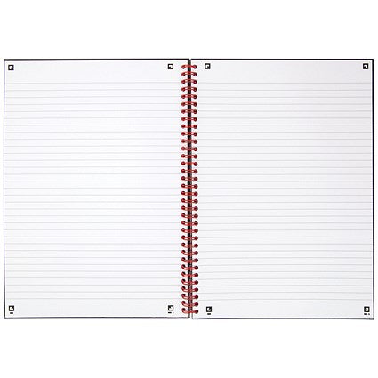 Black n' Red Glossy Black Wirebound Notebook, A4, Ruled & Perforated, 140 Pages, Pack of 5