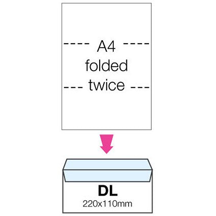 Basildon Bond Recycled DL Envelopes, White, Peel and Seal, 120gsm, Pack of 500
