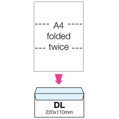 Basildon Bond Recycled DL Envelopes, White, Peel and Seal, 120gsm, Pack of 500