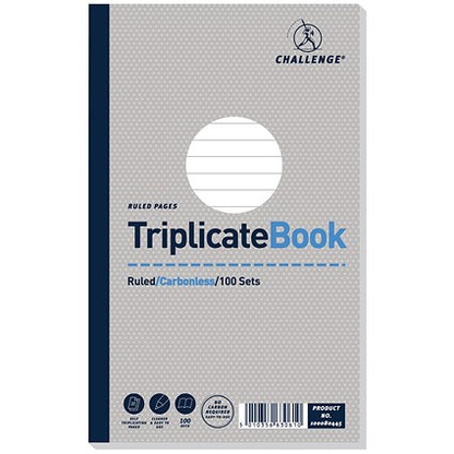 Challenge Carbonless Triplicate Book, Ruled, 100 Sets, 210x130mm, Pack of 5