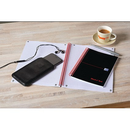 Black n' Red Soft Cover Wirebound Notebook, A5, Ruled & Perforated, 100 Pages, Pack of 10