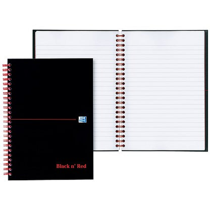 Black n' Red Wirebound Notebook, A6, Ruled & Perforated, 140 Pages, Pack of 5