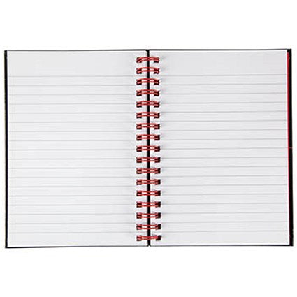Black n' Red Wirebound Notebook, A6, Ruled & Perforated, 140 Pages, Pack of 5