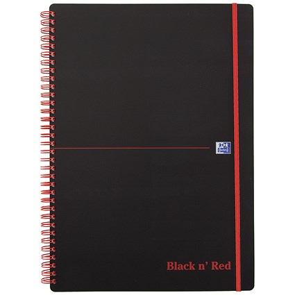 Black n' Red Recycled Wirebound Polypropylene Notebook, A4, Ruled & Perforated, 140 Pages, Pack of 5