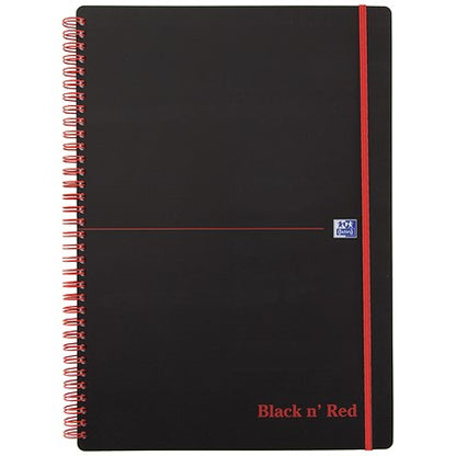 Black n' Red Recycled Wirebound Polypropylene Notebook, A4, Ruled & Perforated, 140 Pages, Pack of 5