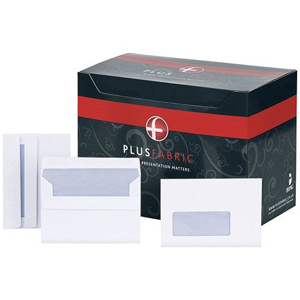 Plus Fabric C6 Wallet Envelopes with Window, Self Seal, 120gsm, Pack of 500