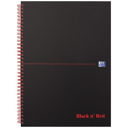 Black n' Red Wirebound Notebook, A4, Ruled & Perforated, 140 Pages, Pack of 5