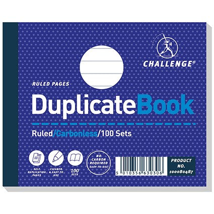Challenge Carbonless Duplicate Book, Ruled, 100 Sets, 105x130mm, Pack of 5