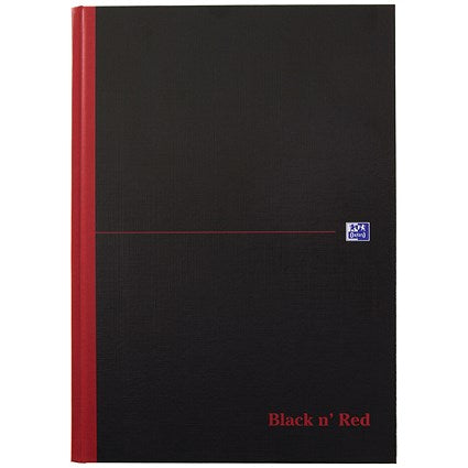 Black n' Red Casebound Notebook, A4, Plain, 192 Pages, Pack of 5