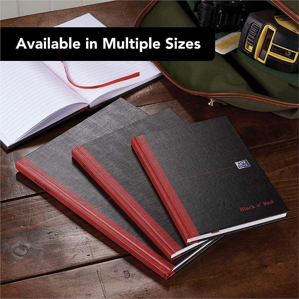 Black n' Red Casebound Notebook, A5, Ruled & Indexed A-Z, 192 Pages, Pack of 5