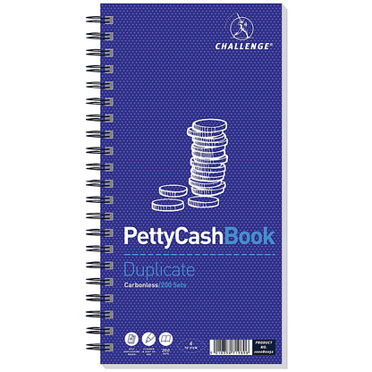 Challenge Carbonless Wirebound Duplicate Petty Cash Book, 200 Sets, 280x141mm, Pack of 1