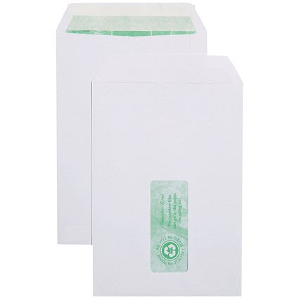 Basildon Bond Recycled C5 Envelopes, Window, White, Peel and Seal, 120gsm, Pack of 500