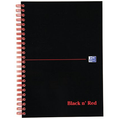 Black n' Red Wirebound Notebook, A5, Margin Ruled & Perforated, 140 Pages, Pack of 5