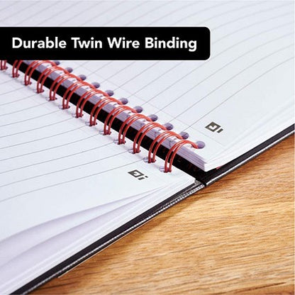 Black n' Red Wirebound Notebook, A5, Margin Ruled & Perforated, 140 Pages, Pack of 5