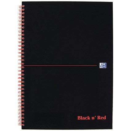 Black n' Red Wirebound Notebook, A4, 5mm Quadrille, 140 Pages, Pack of 5
