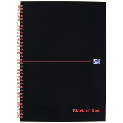 Black n' Red Wirebound Notebook, A4, 5mm Quadrille, 140 Pages, Pack of 5