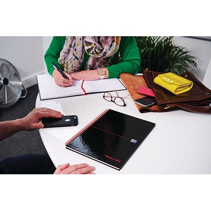Black n' Red Wirebound Notebook, A4, 5mm Quadrille, 140 Pages, Pack of 5