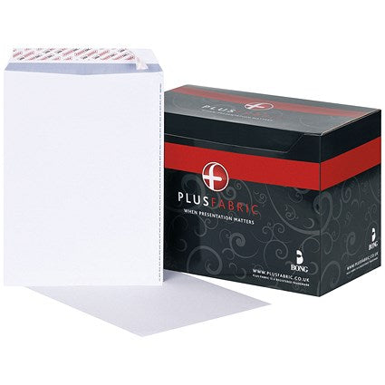 Plus Fabric C4 Pocket Envelopes, White, Peel and Seal, 120gsm, Pack of 250