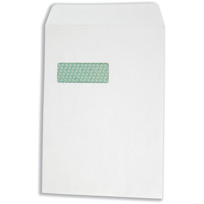 Basildon Bond Recycled C4 Pocket Envelopes, Window, White, Peel and Seal, 120gsm, Pack of 250