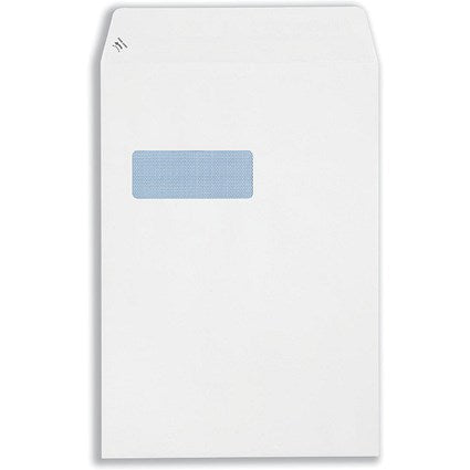 Plus Fabric C4 Pocket Envelopes with Window, White, Peel and Seal, 120gsm, Pack of 250