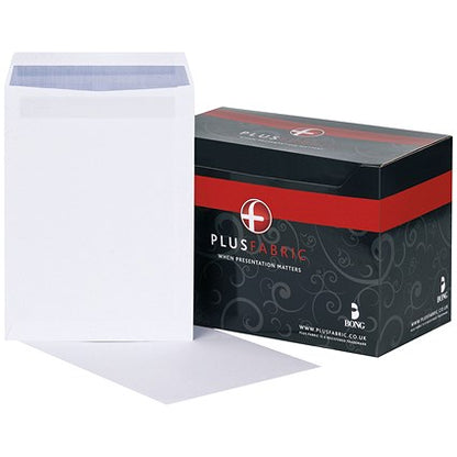 Plus Fabric C4 Pocket Envelopes, White, Self Seal, 120gsm, Pack of 250