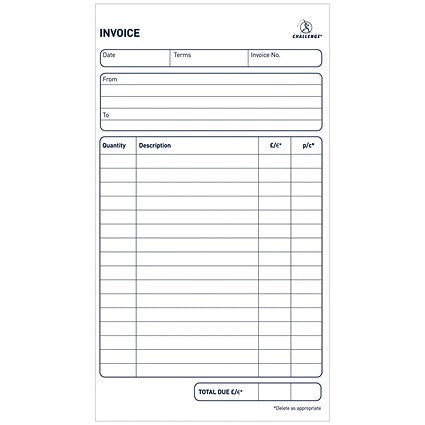 Challenge Carbonless Invoice Duplicate Book, Without VAT, 100 Sets, 210mm x 130mm, Pack of 5