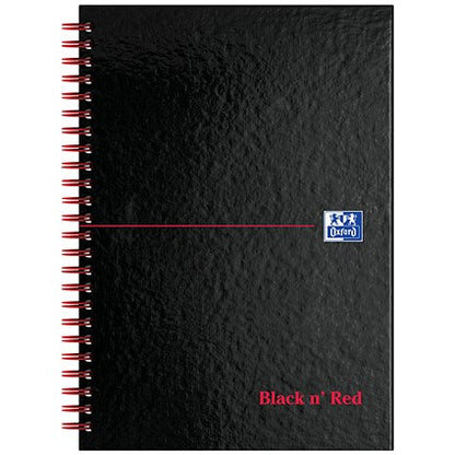 Black n' Red Glossy Black Wirebound Notebook, A5, Ruled & Perforated, 140 Pages, Pack of 5