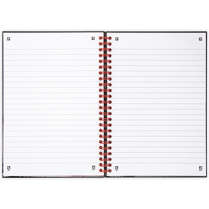 Black n' Red Glossy Black Wirebound Notebook, A5, Ruled & Perforated, 140 Pages, Pack of 5