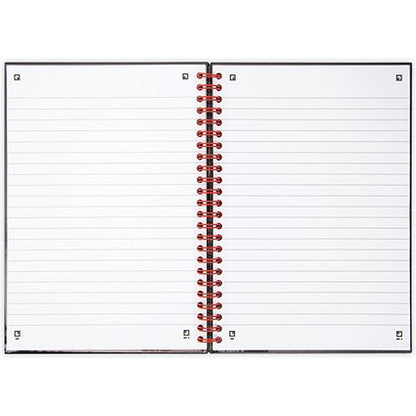 Black n' Red Glossy Black Wirebound Notebook, A5, Ruled & Perforated, 140 Pages, Pack of 5