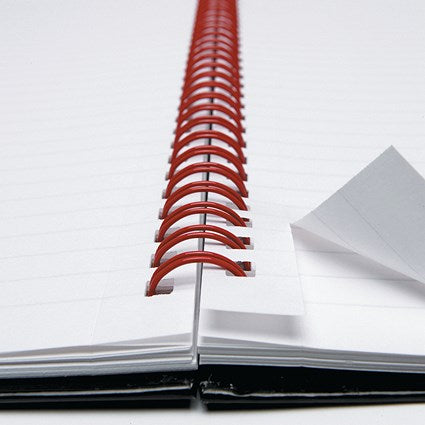 Black n' Red Glossy Black Wirebound Notebook, A5, Ruled & Perforated, 140 Pages, Pack of 5