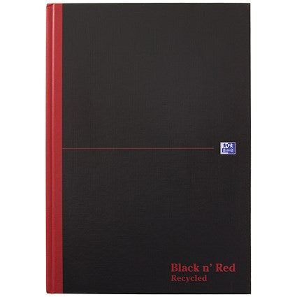 Black n' Red Recycled Casebound Notebook, A4, Ruled, 192 Pages, Pack of 5