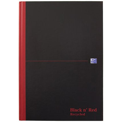 Black n' Red Recycled Casebound Notebook, A4, Ruled, 192 Pages, Pack of 5