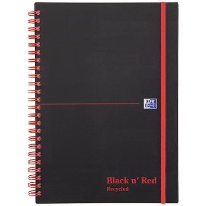 Black n' Red Recycled Wirebound Polypropylene Notebook, A5, Ruled & Perforated, 140 Pages, Pack of 5